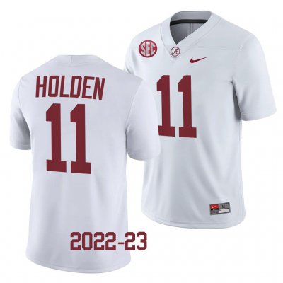 Men's Alabama Crimson Tide #11 Traeshon Holden White 2022-23 NCAA College Football Jersey 2403AYTN5